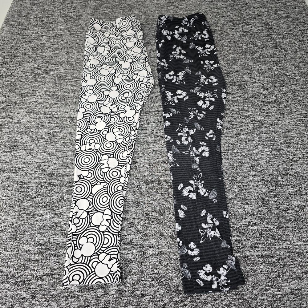 LuLaRoe Mickey Mouse Leggings Women's Tall & Curvy 1X - 2X Black White Bundle